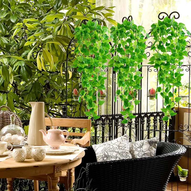 ZFProcess Artificial Hanging Plants  2PCS Artificia Green Vines Bouquet Hanging Plants 2.9 ft Fake Ivy Vine for Patio Home Bedroom Wedding Indoor Outdoor Wall Summer Decor(Green) - Image 2